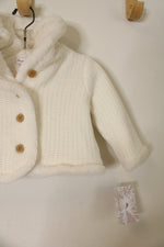 NEW Tommy Bahama Ivory Knit Faux Fur Lined Jacket | 3-6 MO