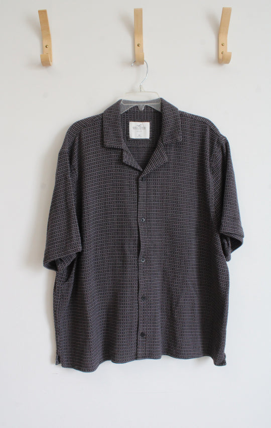 Hollister Boxy Fit Gray Textured Button Down Shirt | XL