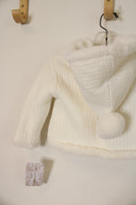 NEW Tommy Bahama Ivory Knit Faux Fur Lined Jacket | 3-6 MO