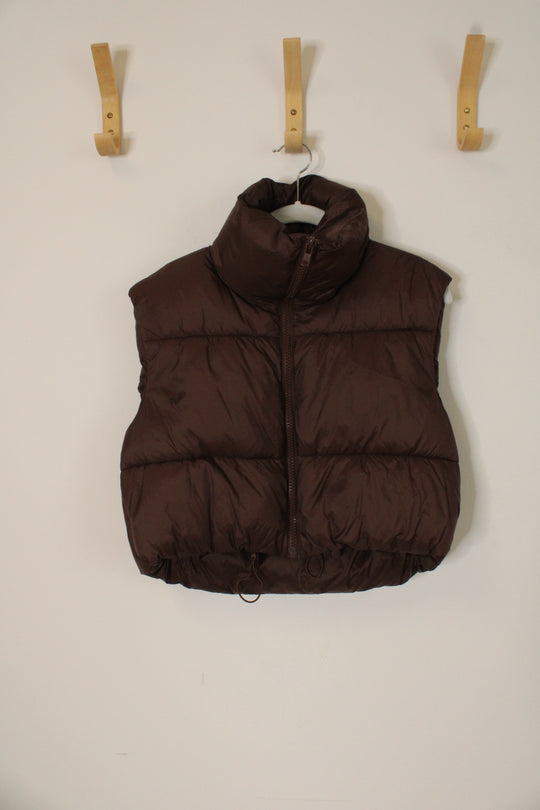 Brown Crop Puffer Vest | 8