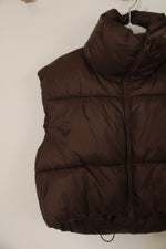 Brown Crop Puffer Vest | 8