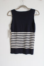 NEW Ralph Lauren Silk Blend Navy Striped Tank | Petite