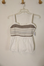 NEW Old Navy White Embroidered Smock Tank | M Petite
