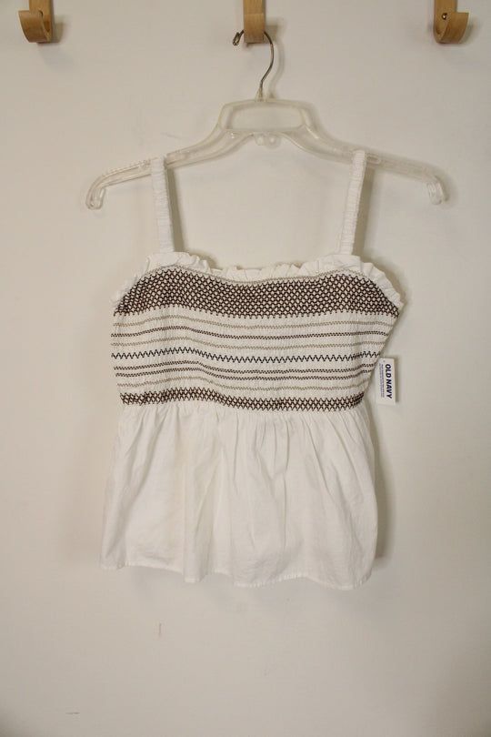 NEW Old Navy White Embroidered Smock Tank | M Petite