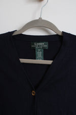 NEW Ralph Lauren Navy Blue Striped Silk Blend Cardigan | Petite