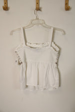 NEW Old Navy White Embroidered Smock Tank | M Petite