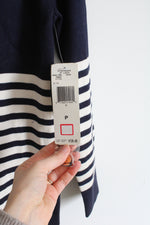 NEW Ralph Lauren Navy Blue Striped Silk Blend Cardigan | Petite