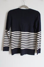 NEW Ralph Lauren Navy Blue Striped Silk Blend Cardigan | Petite