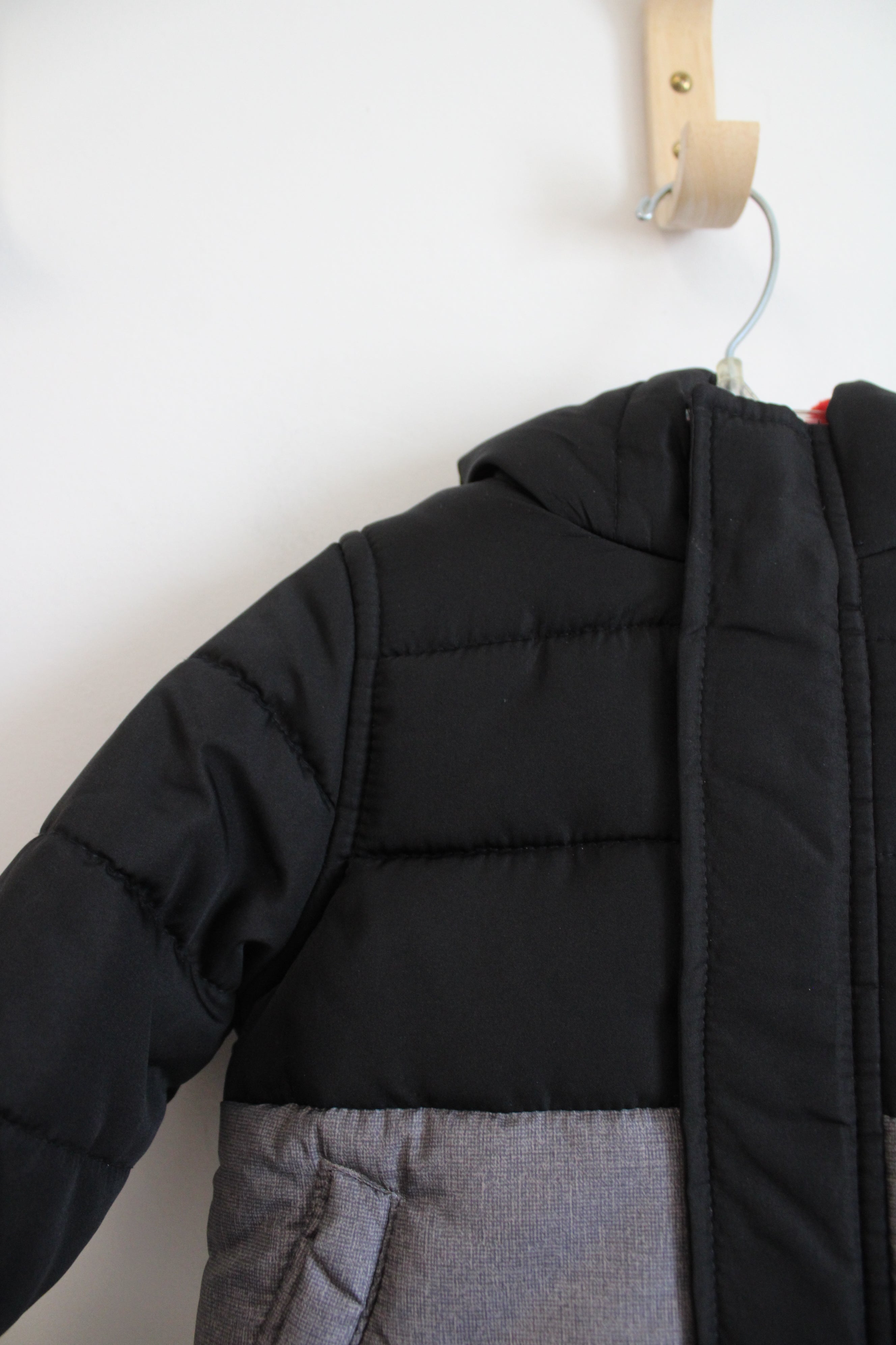 Carter's Black & Gray Red Fleece Lined Coat | 12 MO