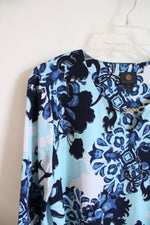 JM Collection Blue & White Floral Top | PL