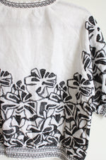 Chico's Black White Linen Embroidered Jacket | Size 1 (MED/8)