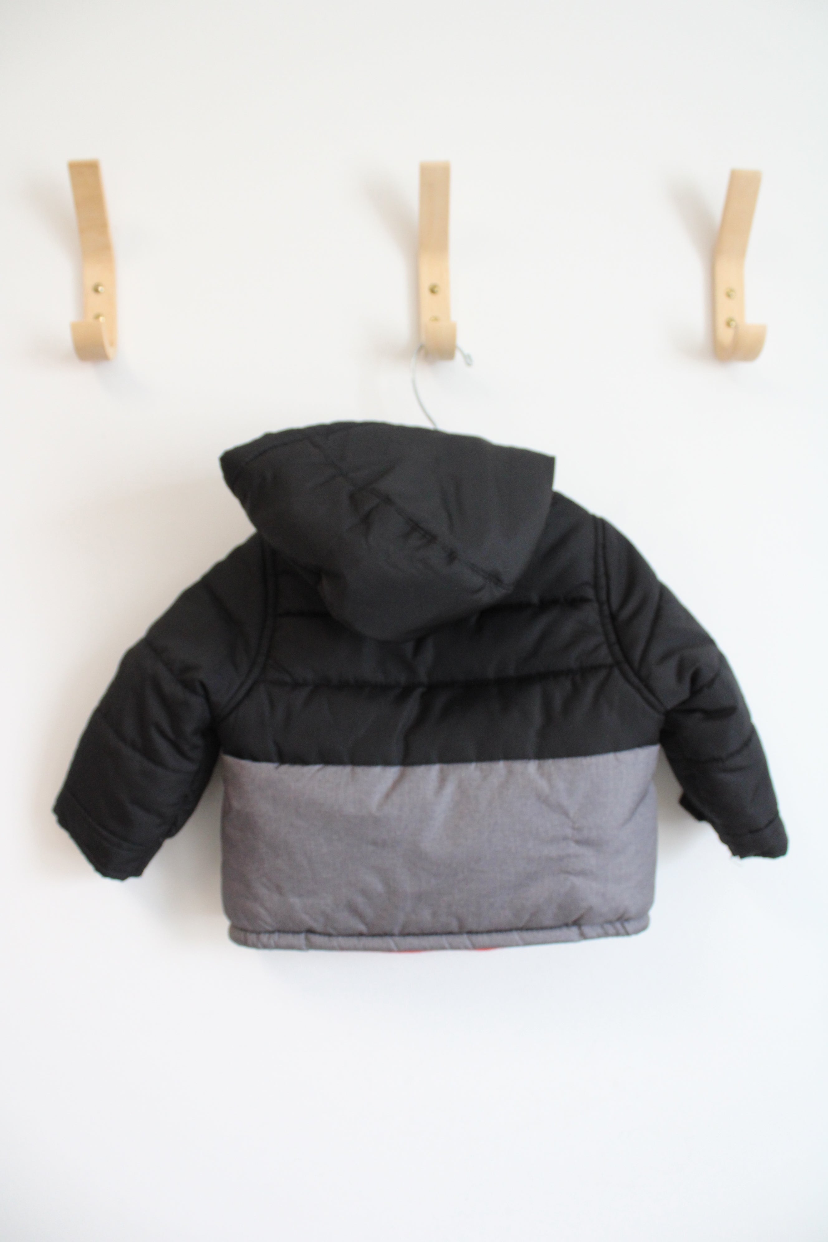 Carter's Black & Gray Red Fleece Lined Coat | 12 MO