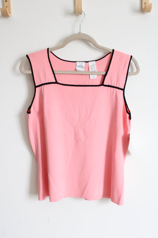 NEW Emma James Knit Pink & Black Square Neck Tank | XL