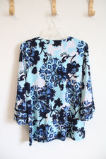 JM Collection Blue & White Floral Top | PL