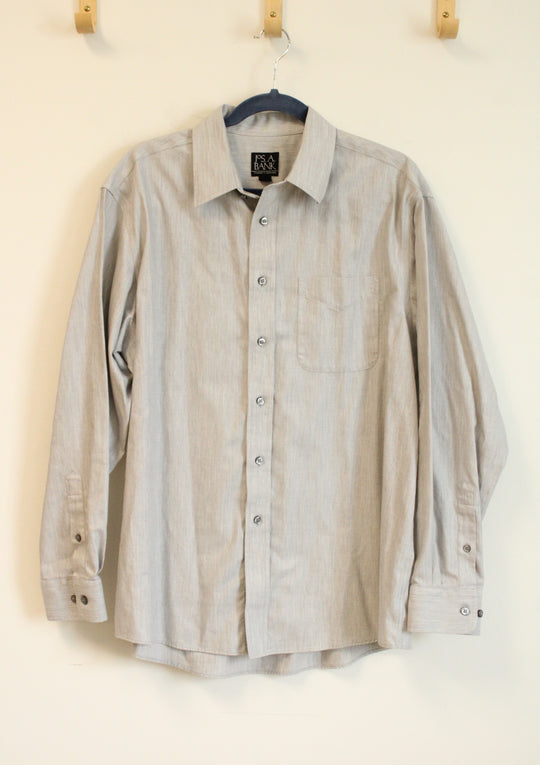 Jos. A. Bank Traveler's Collection Light Gray Button Down Shirt | L