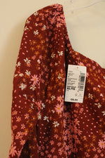 NEW Children's Place Brown and Pink Floral Square Neck Top | XL