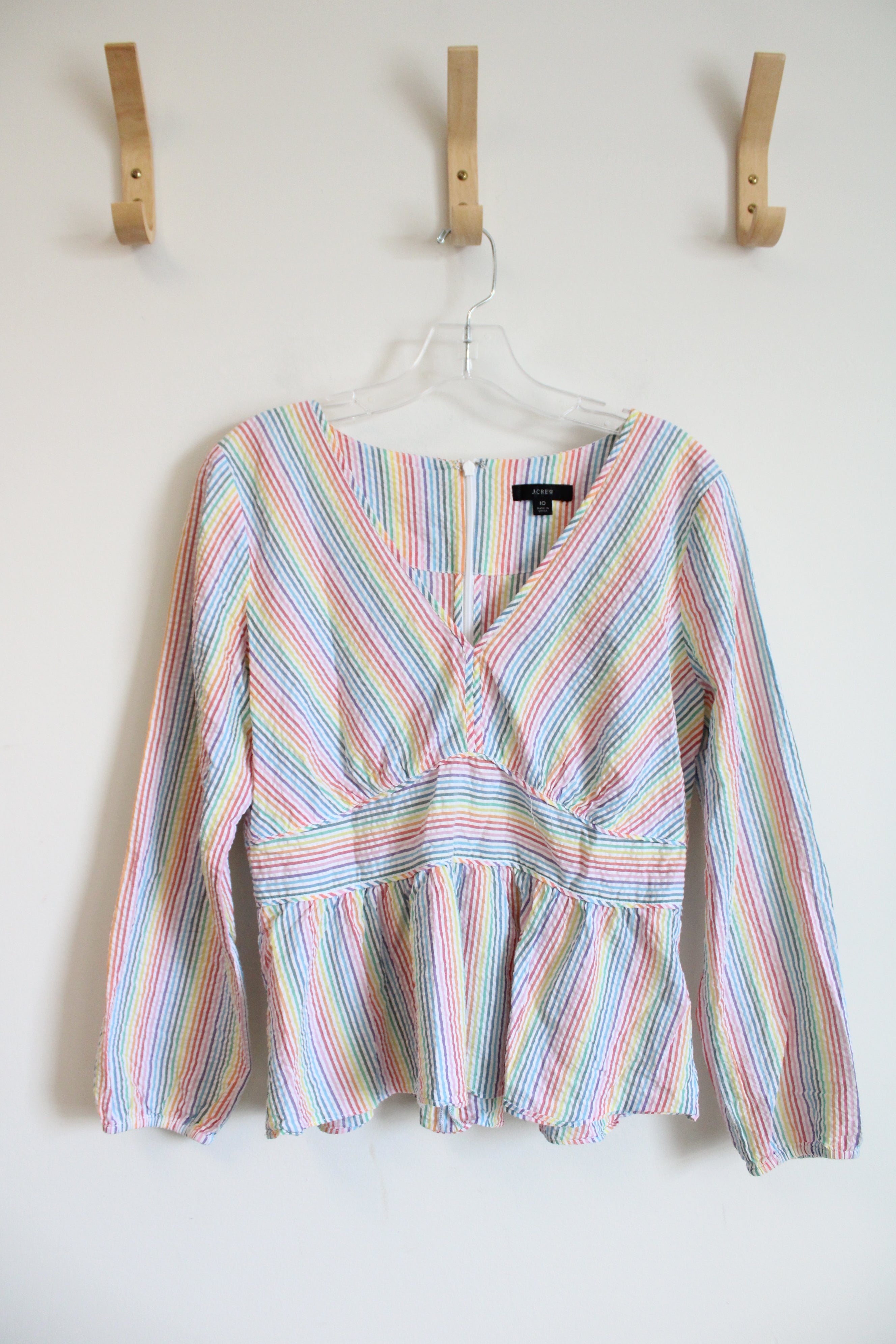 J.Crew Rainbow Striped Peplum Top | 10