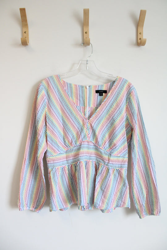 J.Crew Rainbow Striped Peplum Top | 10