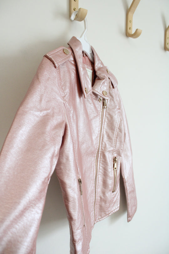 Ci Sono Pink Metallic Biker Jacket | Youth 12