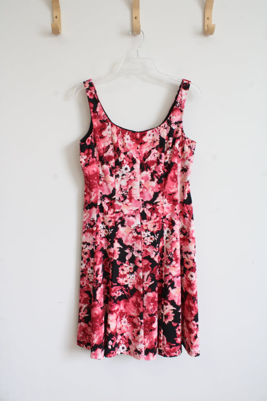 Connected Apparel Black & Pink Floral Fit & Flare Dress | 10P