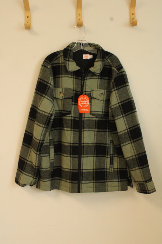NEW Wonder Nation Sage Green and Black Plaid Lined Jacket | 14/16