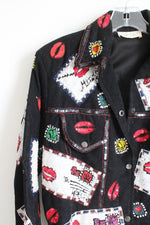 Cache Vintage Black White & Red Sequined Jacket | L (10/12)