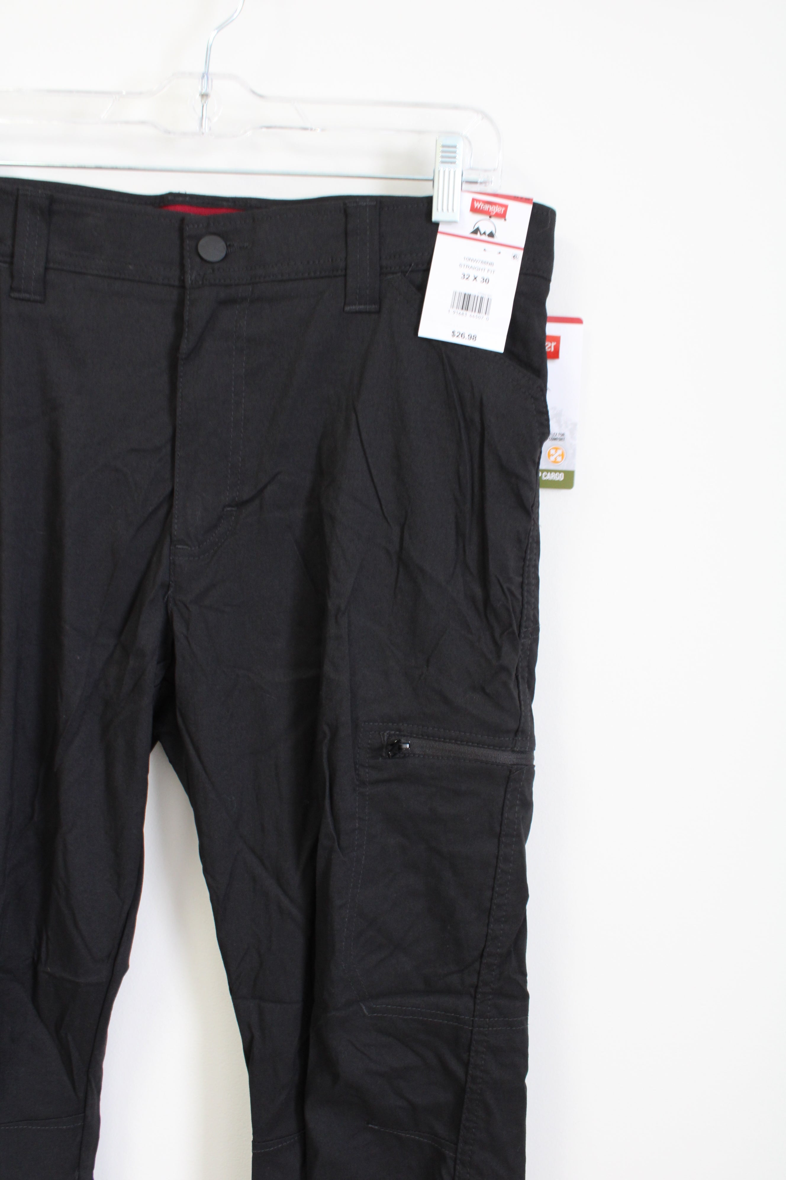 NEW Wrangler Straight Fit Black Nylon Cargo Pants | 32X30