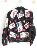 Cache Vintage Black White & Red Sequined Jacket | L (10/12)