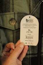 NEW Wonder Nation Sage Green and Black Plaid Lined Jacket | 14/16