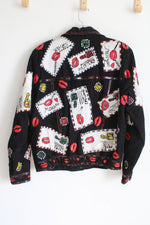 Cache Vintage Black White & Red Sequined Jacket | L (10/12)