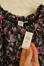 NEW Gap Kids Black and Purple Floral Dress | 14/16