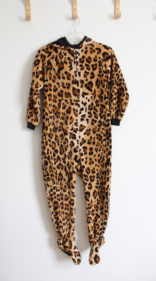 Footed Pajamas Black & Brown Leopard Print Fuzzy Footed Pajamas | S