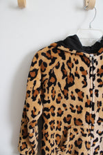 Footed Pajamas Black & Brown Leopard Print Fuzzy Footed Pajamas | S