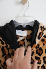 Footed Pajamas Black & Brown Leopard Print Fuzzy Footed Pajamas | S