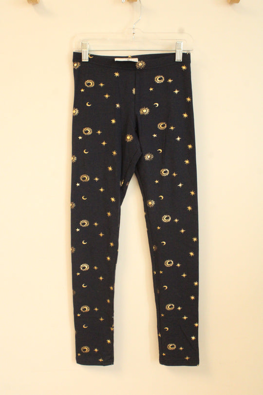 NEW Old Navy Blue and Gold Sun / Moon Leggings | 14/16