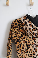 Footed Pajamas Black & Brown Leopard Print Fuzzy Footed Pajamas | S