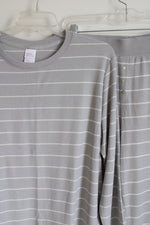Stars Above Gray & White Striped Waffle Knit Pajama Set | XL