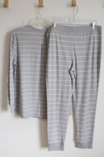 Stars Above Gray & White Striped Waffle Knit Pajama Set | XL
