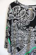 Haani Black Green White Paisley Dress | L