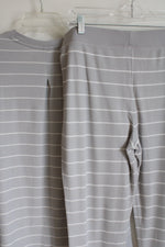 Stars Above Gray & White Striped Waffle Knit Pajama Set | XL