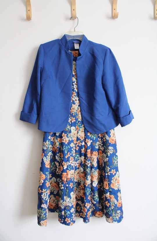 Signature Collection By Vicki Wayne Blue & Orange Floral Dress & Jacket | 8