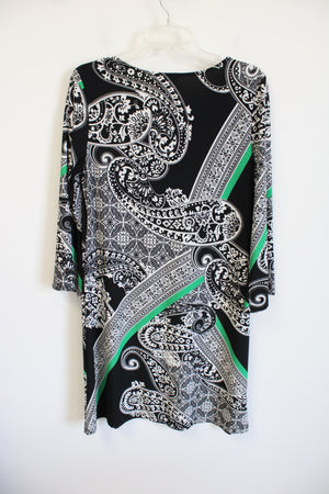 Haani Black Green White Paisley Dress | L