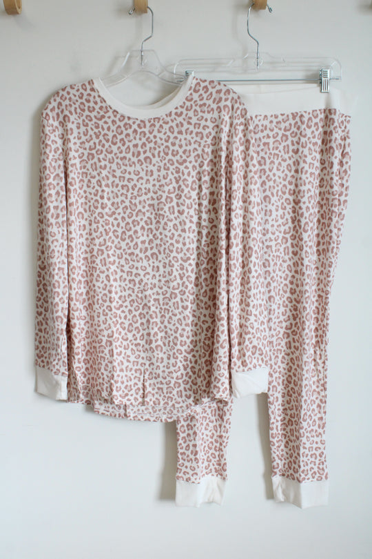 Stars Above Dusty Pink Leopard Print Pajama Set | XL