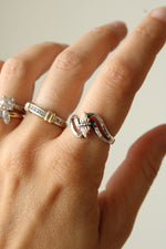 Hammered Sterling Silver 10K Yellow & Rose Gold Leaf Design Ring | Size 8