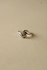 Hammered Sterling Silver 10K Yellow & Rose Gold Leaf Design Ring | Size 8