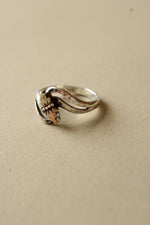 Hammered Sterling Silver 10K Yellow & Rose Gold Leaf Design Ring | Size 8