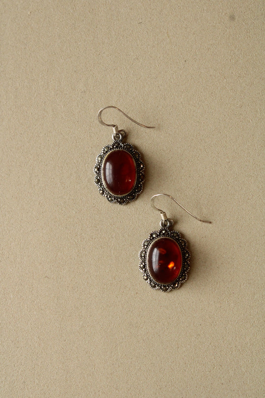 Amber Sterling Silver Dangle Earrings