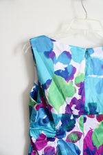 S.L. Fashions Blue Purple & Green Floral Sheath Dress | 14