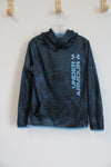 Under Armour Black Blue Patterned Logo ColdGear Hoodie | Youth SM (7/8)