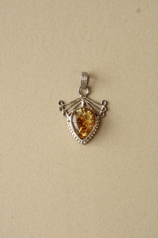 Sterling Silver Baltic Amber Necklace Pendant